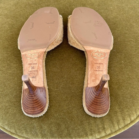 Vintage tweed Prada buckle heels sz 36 - Picture 6 of 10